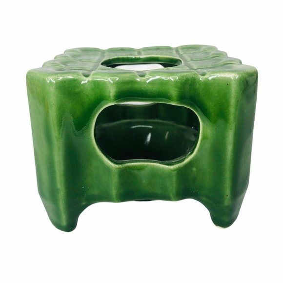 VTG Aloa Tea Light Candle Holder Green Ceramic - Picture 4 of 7